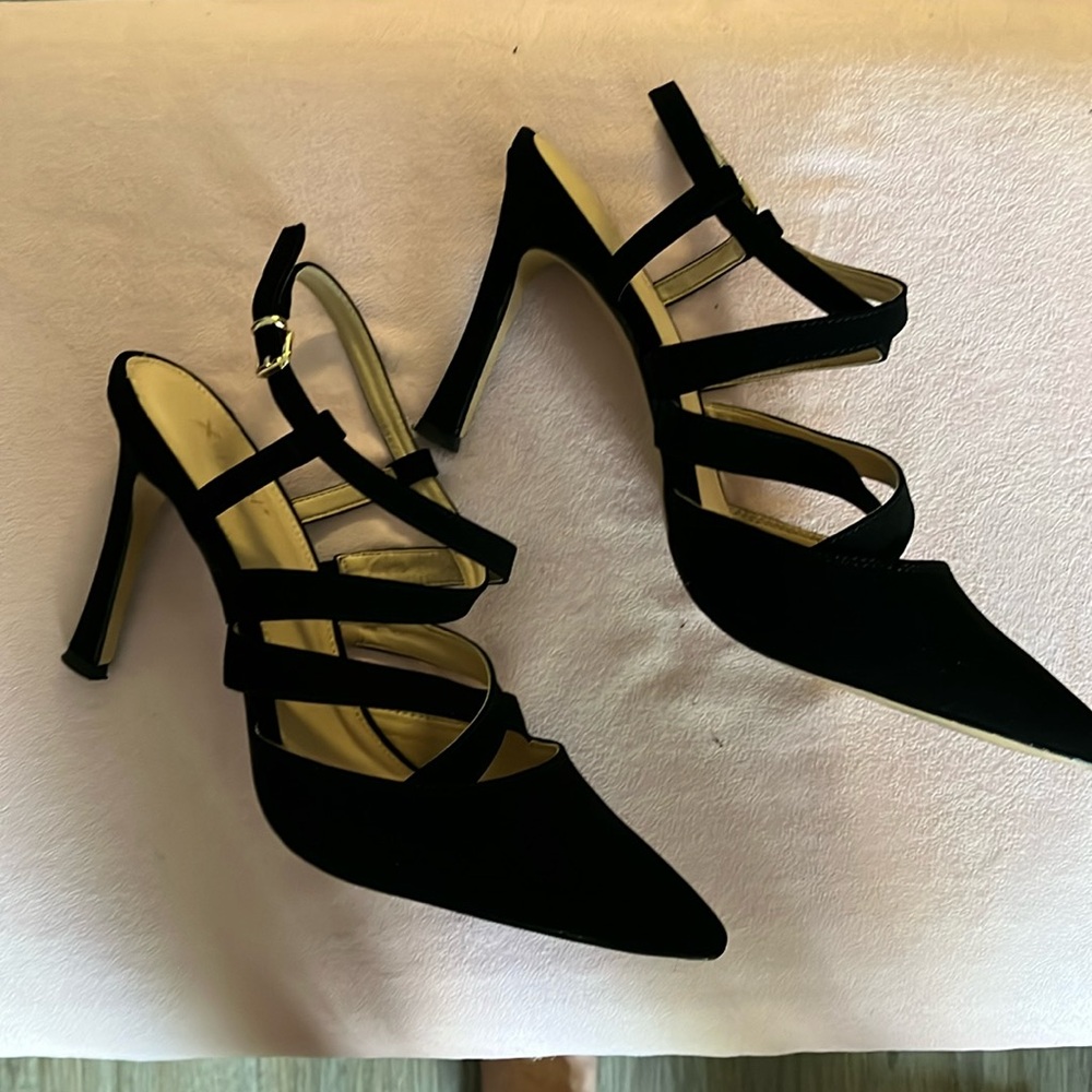 Black velvet heels size 12